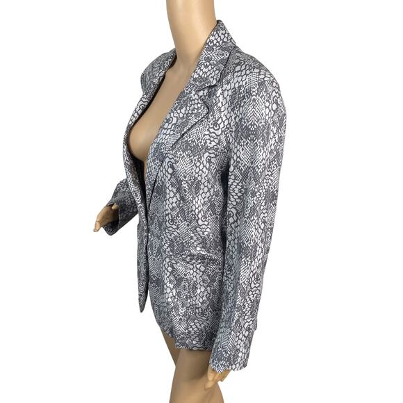 Anthropologie Level 99 Gray Snakeskin Python Blazer Suit Jacket SZ M - Picture 5 of 10